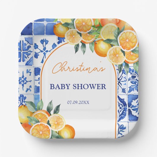 Assiettes En Carton Baby shower de Citrus Little Cutie (Recto)