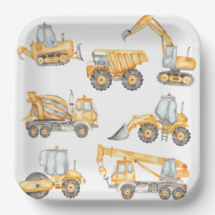 Assiettes En Carton Baby shower de construction Truck Party