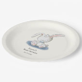 Assiettes En Carton Baby shower de Cravate bleu lapin blanc simple (Angle)
