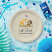 Assiettes En Carton Baby shower de dessin animé en bois mignon (Fête)