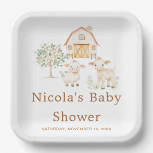 Assiettes En Carton Baby shower de ferme mignonne