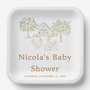 Assiettes En Carton Baby shower de ferme mignonne