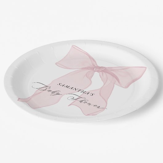 Assiettes En Carton Baby shower de fille à la cou rose (Angle)