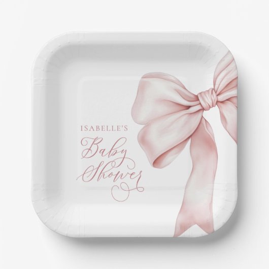 Assiettes En Carton Baby shower de fille à la cou rose (Recto)