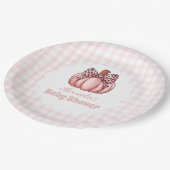 Assiettes En Carton Baby shower de fille Citrouille rose (Angle)