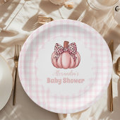 Assiettes En Carton Baby shower de fille Citrouille rose