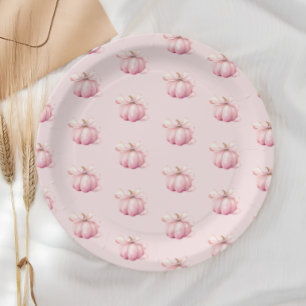 Assiettes En Carton Baby shower de fille Citrouille rose