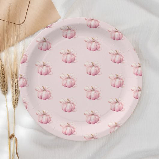 Assiettes En Carton Baby shower de fille Citrouille rose