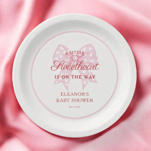 Assiettes En Carton Baby shower de fille de la ceinture rose