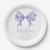 Assiettes En Carton Baby shower de fille de la croupe violette (Devant)