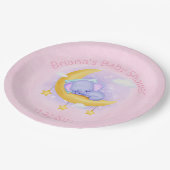 Assiettes En Carton Baby shower de fille d'éléphant rose (Angle)