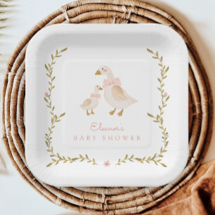 Assiettes En Carton Baby shower de fille d'oie vintage