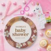 Assiettes En Carton Baby shower de fille Fleur sauvage rétros (Fête)