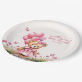 Assiettes En Carton Baby shower de fille papillon rose de l'ours en pe (Angle)