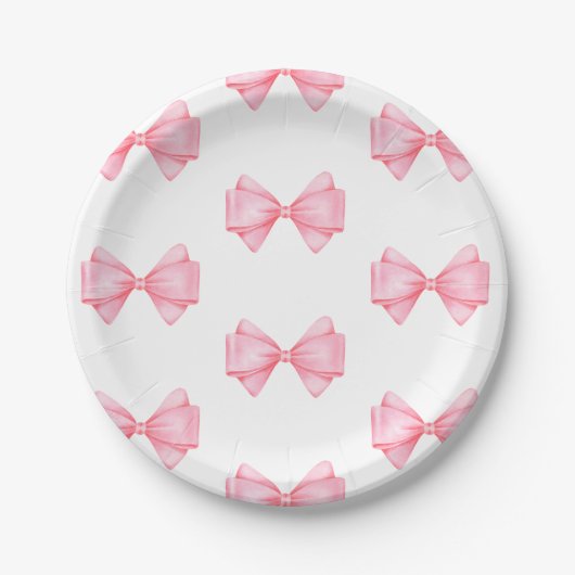 Assiettes En Carton Baby shower de fille rose Bow moderne (Devant)