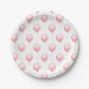 Assiettes En Carton Baby shower de filles de ballons rose moderne
