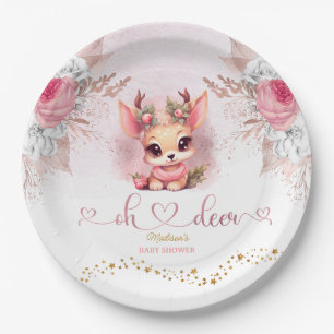 Assiettes En Carton Baby shower de filles Woodland d'hiver