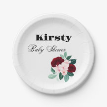 Baby shower de fleurs d'aquarelle rouge