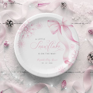 Assiettes En Carton Baby shower de flocons de neige rose