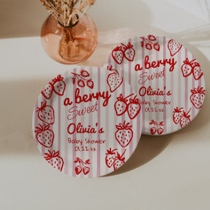 Assiettes En Carton Baby shower de fraises rouges roses à main