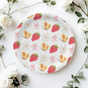 Assiettes En Carton Baby shower de fraises sucrées de Berry Whimsical