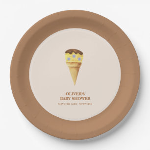 Assiettes En Carton Baby shower de garçon à glace à glace à la crème d