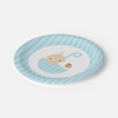 Assiettes En Carton Baby shower de Garçon à parapluie bleu (Angle)
