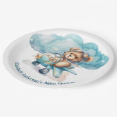 Assiettes En Carton Baby shower de garçon d'avion Teddy Bear (Angle)