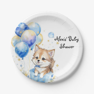 Assiettes En Carton Baby shower de garçon de peluche loup mignon
