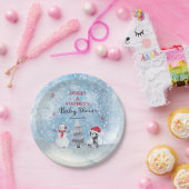Assiettes En Carton Baby shower de garçon d'hiver Penguin Snowman (Fête)