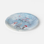 Assiettes En Carton Baby shower de garçon d'hiver Penguin Snowman (Angle)