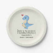 Assiettes En Carton Baby shower de garçon Preggosaurus Cute Dinosaur (Devant)