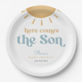 Assiettes En Carton Baby shower de garçon Retro Sunshine (Devant)