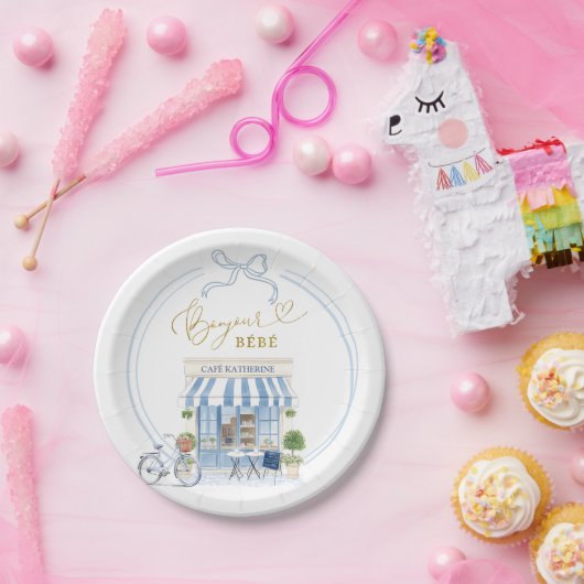 Assiettes En Carton Baby shower de garçons Café Parisien (Fête)