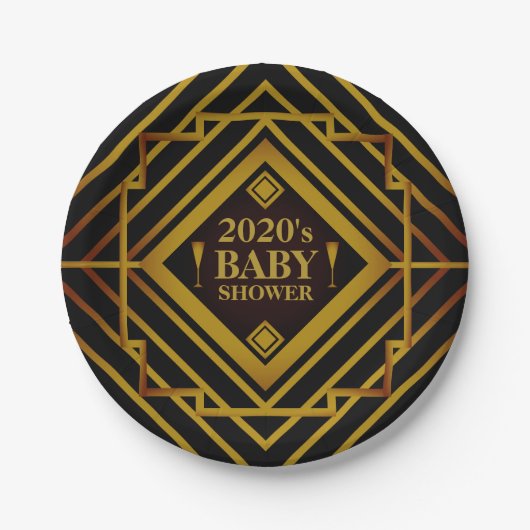 Assiettes En Carton Baby shower de Gatsby Gold 2020 (Devant)