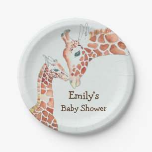 Assiettes En Carton Baby shower de girafe mère et enfant