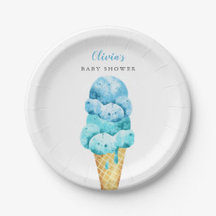 Assiettes En Carton Baby shower de glace bleu et vert menthe
