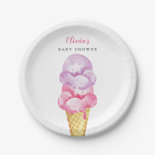 Assiettes En Carton Baby shower de glace rose et violet