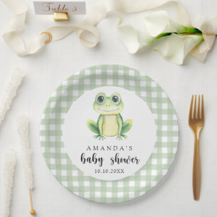 Assiettes En Carton Baby shower de grenouille aquarelle