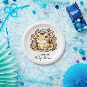 Assiettes En Carton Baby shower de grenouille lunaire coloré