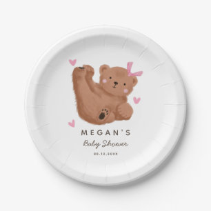 Assiettes En Carton Baby shower de la boue rose de l'ours 
