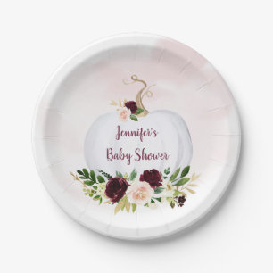 Assiettes En Carton Baby shower de la Bourgogne rose Citrouille