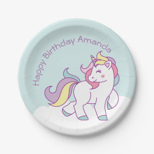 Assiettes En Carton Baby shower de la Cute Magique Unicorn Pastel