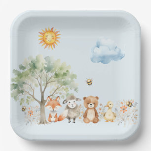 Assiettes En Carton Baby shower de la faune forestière