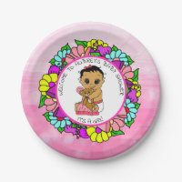 Baby shower de la fille, bébé ethnique avec ours e