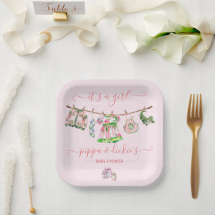 Assiettes En Carton Baby shower de la ligne de linge Preppy Girl