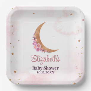 Assiettes En Carton Baby shower de la lune d'or