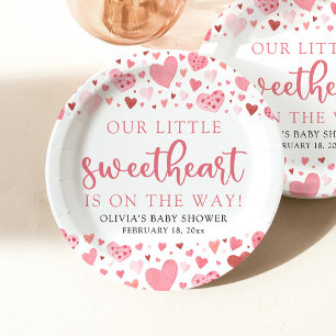 Assiettes En Carton Baby shower de la Saint Valentin Pink Little Sweet
