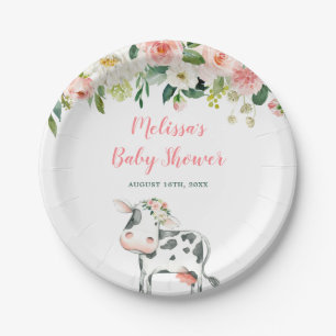Assiettes En Carton Baby shower de la vache folle rose