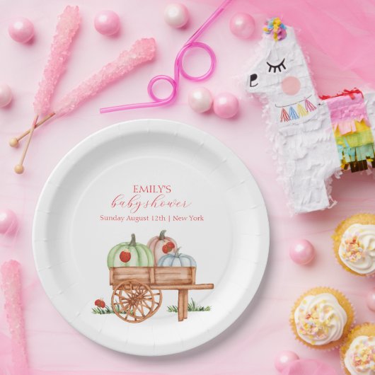 Assiettes En Carton Baby shower de Labybug de Citrouille moderne rusti (Fête)